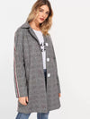 New fashion wild plaid ribbon long sleeve windbreaker jacket