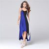 Women's striped stitching irregular strap dress