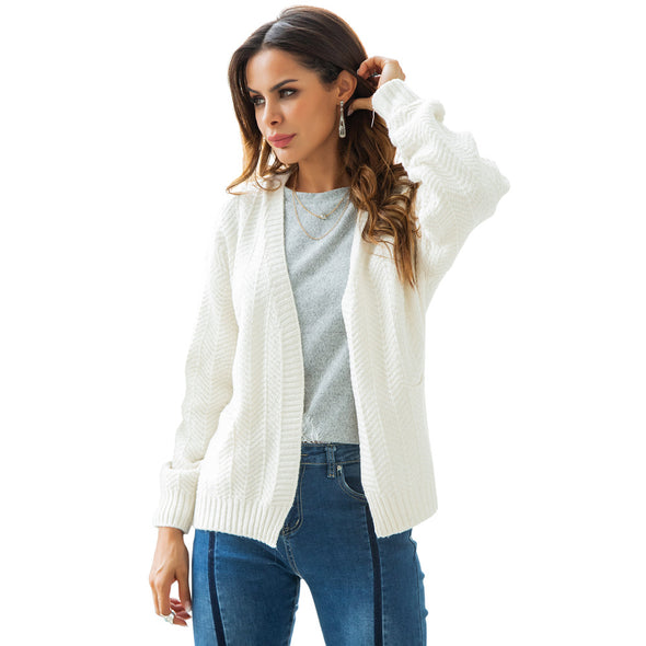 Simple Casual Solid Color Knitting Cardigan