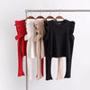 Wooden Ear Strapless Shoulder Round Neck Sweaters