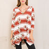 Women's Print Cross V-neck Irregular Hem T-Shirt