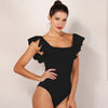 New Ruffled Slash Neck Bodysuit