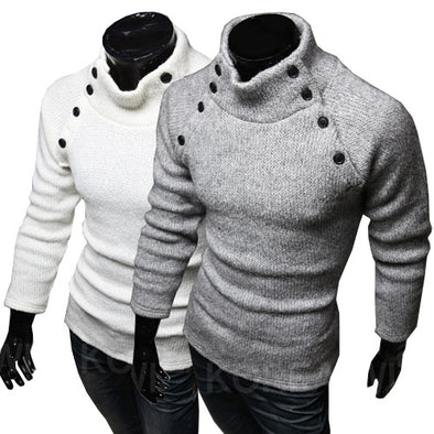 New Turtleneck Button Men's Sweater