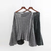 Fashion Solid Slash Neck Flare Sleeve Knitting Sweater