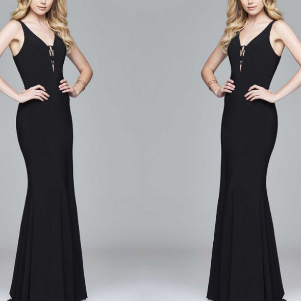 Sexy Openwork Bandage V neck Sleeveless  Evening Dresses