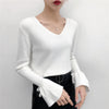 V-Neck Trumpet Sleeve Sweater