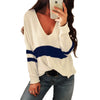 V-neck Striped Colorblock Sweater