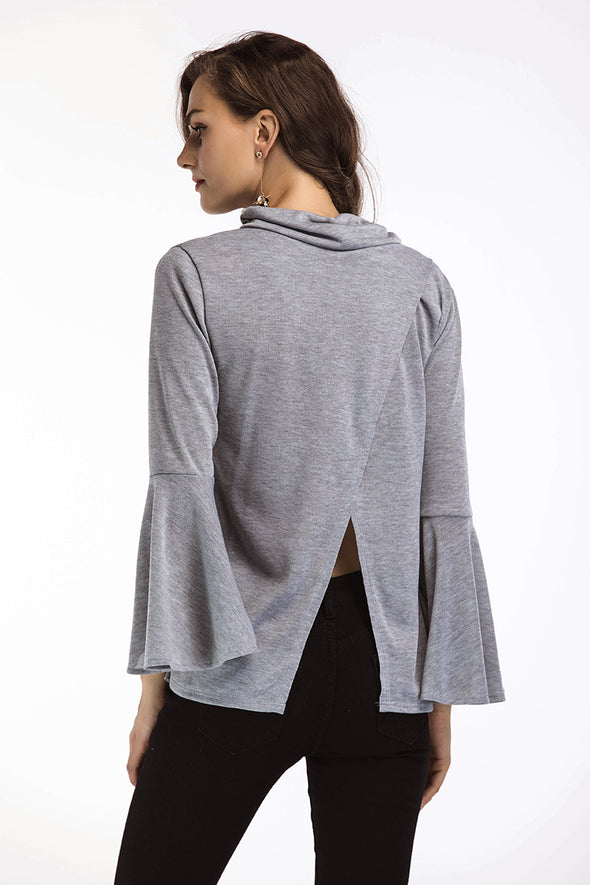 Solid Color  Bell Sleeve Pure Color Sweatshirt