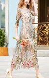 Vacation  Retro Embroidery Long Dress