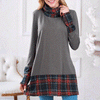 High Collar Plaid Long Sleeve Sweater