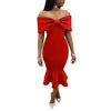 Women's Ruffled Solid Color Evening Dress