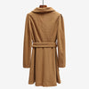 Pure Color Bandage Long Sleeve Woolen Coat