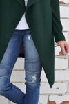 Casual  Fold Over Collar  Plain Cardigans