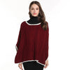 Cloak Hit Color Round Neck Knitting Sweaters