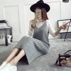 Fashion Solid V-Neck Suspenders Knit Dress