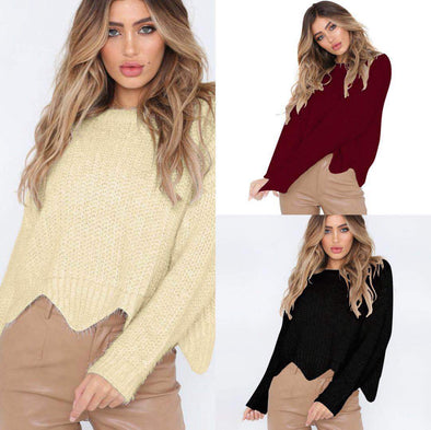 Irregular Loose O-Neck Sweater