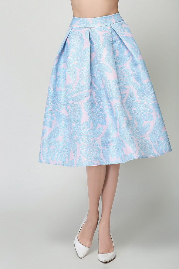 Fashion Printed Retro High Waist Big Swing Skirt