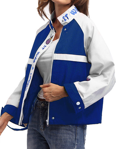 New Letter Long Sleeve Short Color Matching Jacket