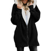 Fashion Solid Hooded Zipper Plush Cardigan Coat