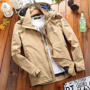 New Stand Collar Hooded Casual Large Size Men's Jacket