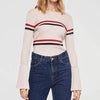 Round Collar Stripes Flare Sleeve Sweater