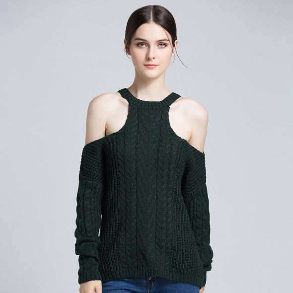 Sexy Strapless Shoulder Long Sleeve Sweaters