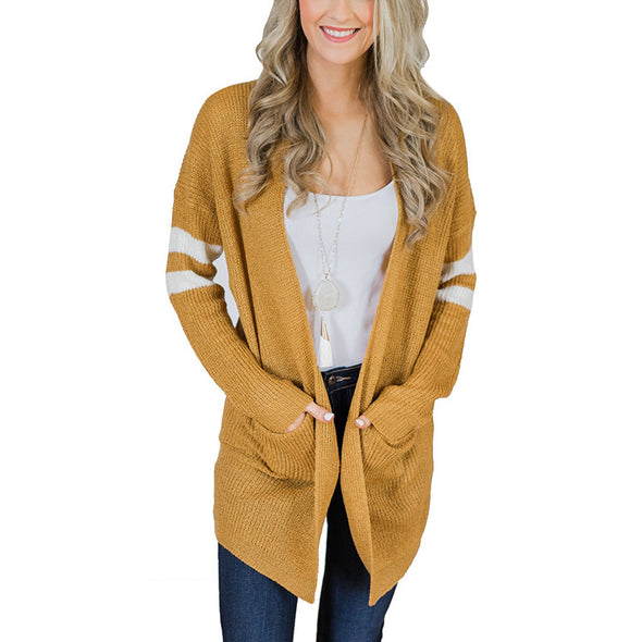 Long Sleeved Solid Color Knit Cardigan