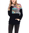 Fashion Printed Zip Pocket Long Sleeve Sweatshirt