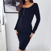 Sexy Button Long Sleeve Bodycon Dress