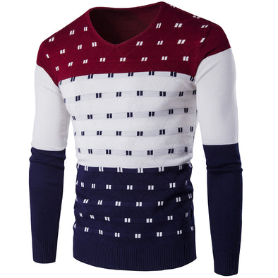 New Men's Color Matching Warm Sweater