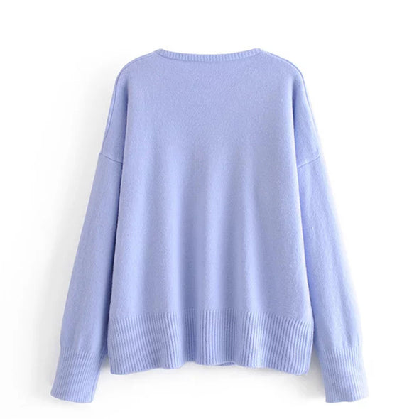 Loose V-Neck Long-Sleeved Thin Sweater