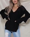 Solid Color V-Neck Cascading Sweater