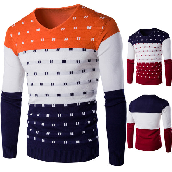 New Men's Color Matching Warm Sweater