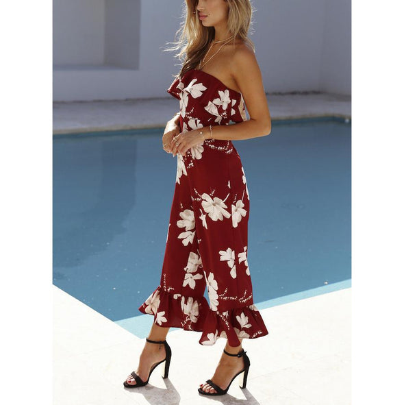 Bohemian Sexy Printing Chiffon Jumpsuit