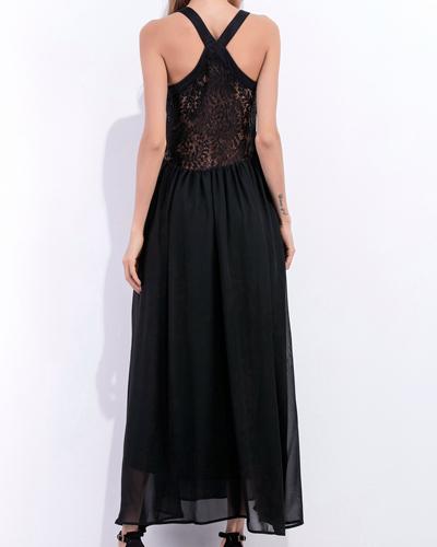 Sling V-Neck Openwork Stitching Evening dress