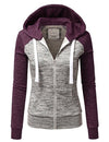 Fashion Stitching Slim Hooded Cardigan Sweatshirt