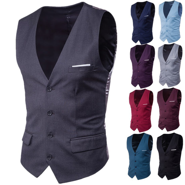 Men's Slim Solid Color Lattice Suit Vest