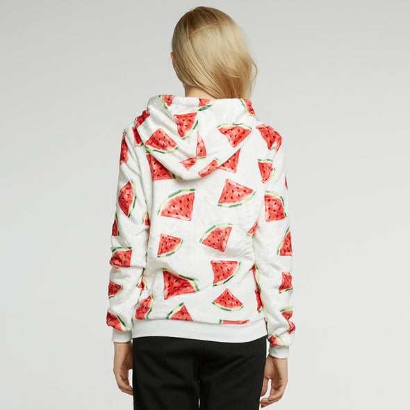 Coral fleece Printing Long Sleeve Hoodies