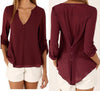 Women's V-neck long-sleeved shirt