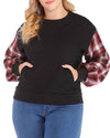 Long Sleeve Plaid Stitching Sweater