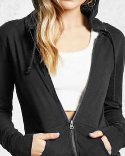 Long Sleeve Zippered Hood Sweater