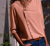 Women's Irregular Diagonal Collar Long-Sleeved Shirt