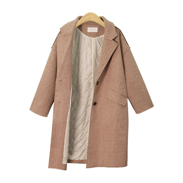 Fashion Loose Plus Cotton Long Woolen Coat