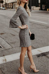 New Women's Puff Sleeve Slim Dress