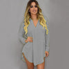 Women's Long Sleeve V-neck Irregular Chiffon Shirt Dress