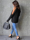 Solid Color Knitting Round-neck Sweater Tops