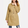 Fashion Button Long Sleeves Free Belt Windbreaker Coat