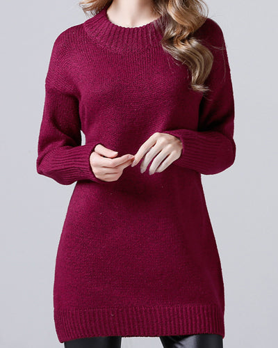 Casual Long Sleeved Solid Color Sweater