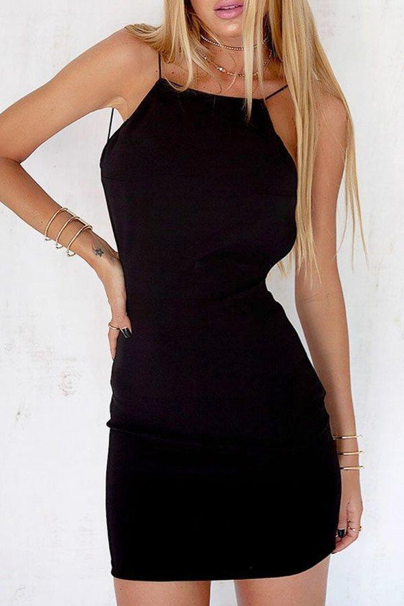 Black  Backless Sheath Sleeveless Bodycon Dresses