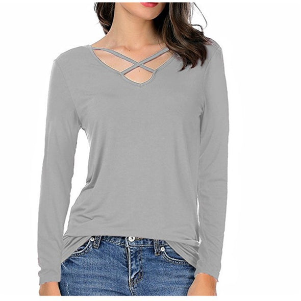 V-Neck Tie With Long Sleeve T-Shirt